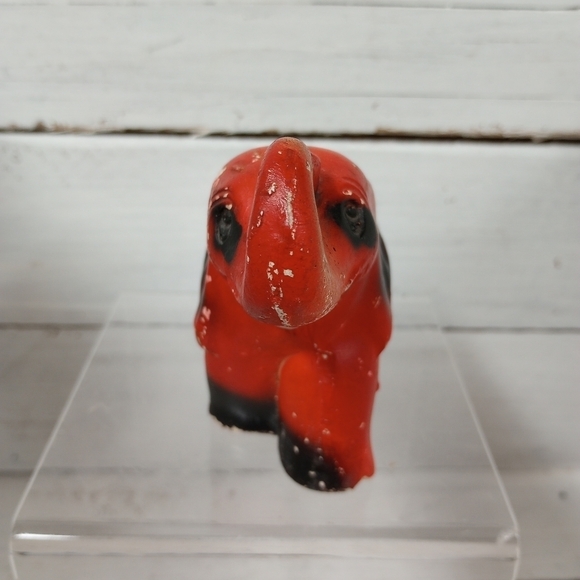 Vintage Chalkware Elephant, Circus Elephant Figurine Black and Red. - Picture 2 of 9